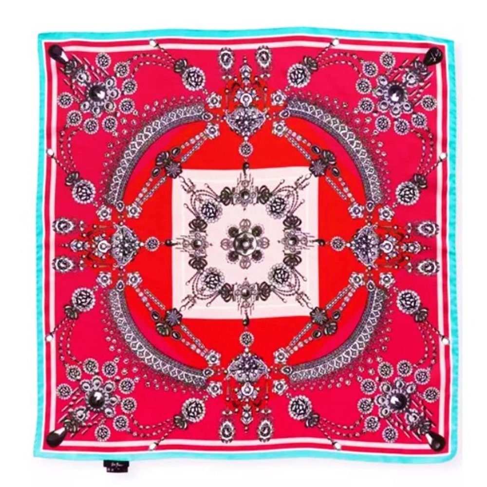 St. Piece London Multi Square Scarf 100% Silk Made in England!